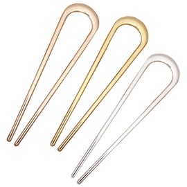 AYNKH Metal Hair Pins 3 Pieces U Shape Forks for Thick Hair Decorative Clips Accessories for Women and Girls Long Gold Silver Rose Gold