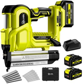 SILVEL 2" Cordless Brad Nailer, 2-in-1 21V Electric Brad Nailer Stapler with 2 * 4.0Ah Battery, 1000pcs Nails, 18GA Staples, Adjustable Depth for Woodworking, Home Improvement