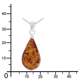 Ostsee-Schmuck Necklace with Pendant - Teardrop Approx. 20 mm Long - Silver 925/000 - Amber, Amber