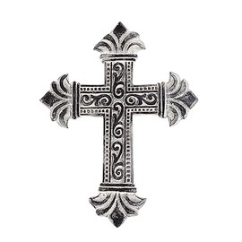 ARDOUR Distressed White Wall Cross for Home Decor.Metal Hanging decorative crosses wall decor - 7 x 9 Inches