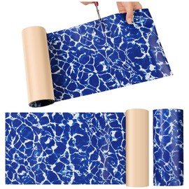 Pushglossy Pool Patch Repair Kit 8 x 39 Inch Self Adhesive Swimming Safety Cover Patch Kit Pool Cover Repair for Inground (2 Rolls,Water Ripples)
