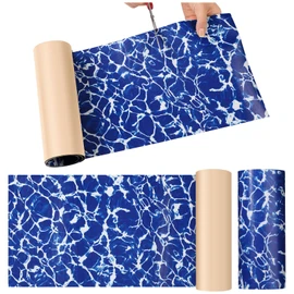 Pushglossy Pool Patch Repair Kit 8 x 39 Inch Self Adhesive Swimming Safety Cover Patch Kit Pool Cover Repair for Inground (2 Rolls,Water Ripples)