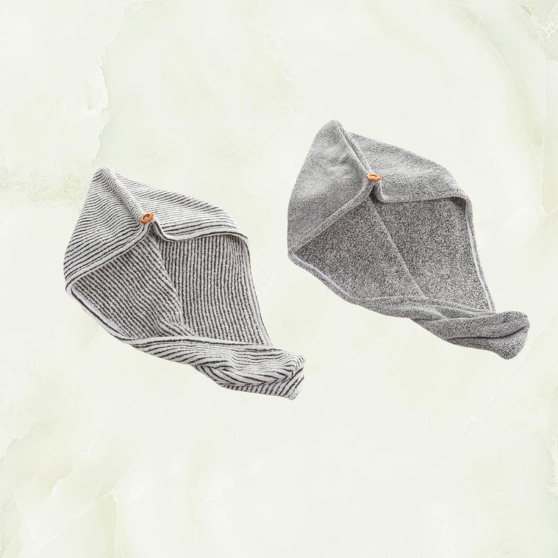 TOVINANNA 2pcs Microfiber Hair Drying Cap Checkerboard Towel for Women