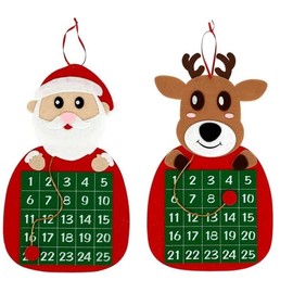 ST Calendario de Adviento de fieltro con temática navideña, 14.8 x 8.6 pulgadas. (Santa)