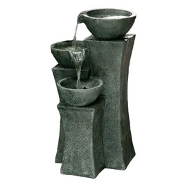 The Vicenza - 18" Three Bowl Cascading Waterfall Rock Fountain. Perfect for Gardens and Outdoor Spaces.