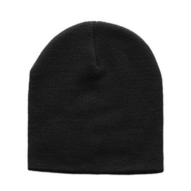 Nayt Men's Short Beanie Knit Hat 8" Long (Black)