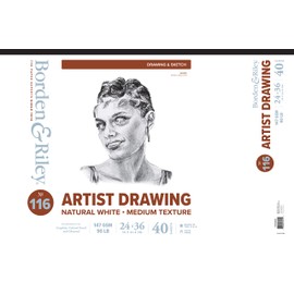 Borden & Riley 24" x 36" #116 Artist Drawing/Sketch Pad, 147 GSM/90 lb., 40 White Sheets, 1 Pad Each
