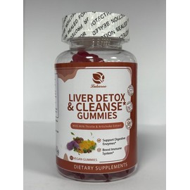 Lukaree Liver Cleanse Detox & Repair Gummies - Milk Thistle Silymarin, Dandelion, Artichoke Extract & Elderberry - No Sugar, Raspberry Flavor - 90 Count