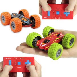 Haktoys 2 Pack Mini Remote Control Stunt Car, 2.4GHz Controller for Multi Users (Simultaneous Play Technology), High Speed RC Extreme Rotating & Tumbling Double-Sided AWD Acrobatic Off-Road Vehicle
