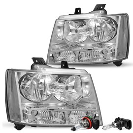 JSBOYAT Headlight Assembly Replacement for 2007-2014 Chevy Tahoe Suburban Avalanche Driver and Passenger Side, Black Housing with Amber Reflector