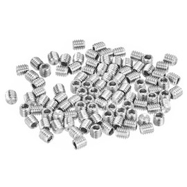 sourcing map Socket Set Screws, 100Pcs M3x3mm Metric - 304 Stainless Steel Hex Socket Set Headless Cup Point Grub Screws, for Repairing Compact Instruments, Machinery and Equipment (Silver)