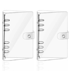 Pack of 2 Ring Binder A6, A6 Binder, Ring Binder, Transparent Loose Binder, Waterproof Ring Binder A6, Refillable Ring Binder with Press Stud Notebook Protection for Office, School, Journal, Book