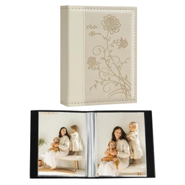 Artmag 4x6 50 Pockets 2 Pack Small Photo Album Leather Cover Picture Album Each Holds 50 4x6 Pictures for Wedding Baby Vacation Beige