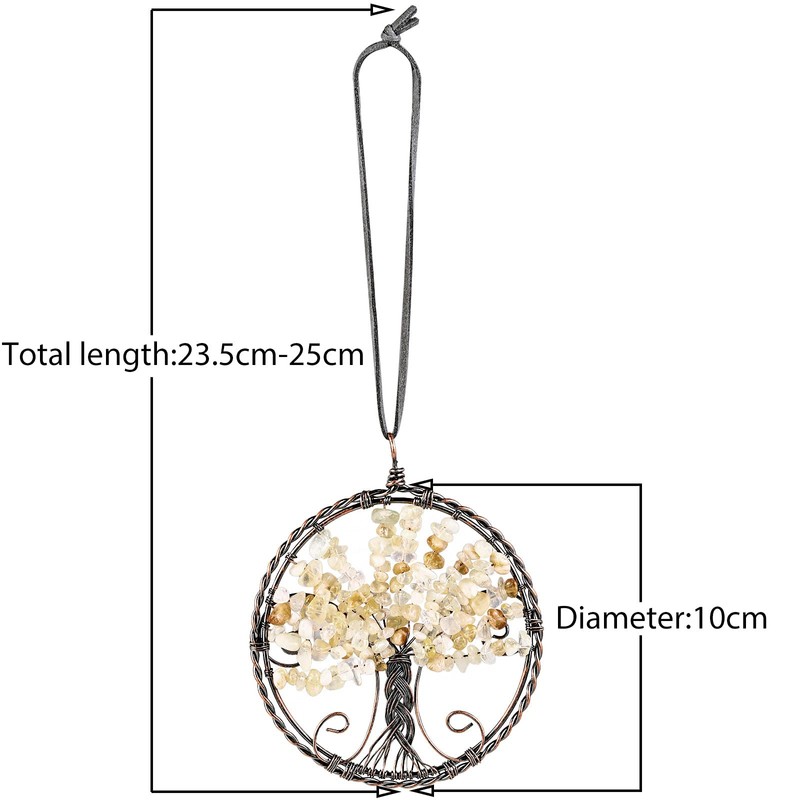 rockcloud Citrine Handmade Life Tree Hanging Ornament for Reiki Healing