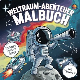 Weltraum-Abenteuer Malbuch: Entdecke Planeten, Sterne und Raketen mit spannenden Lerninhalten! Erkunde das Universum – für junge Astronauten und Weltraumforscher