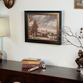 FOLKOR Classic Canvas Frame for 12x16 Oil Paintings Art Prints, 1.7" Wide Picture Frames for Modern Farmhouse Bedroom Staircase Wall Decor, No Back & Front, Memorial Gift (Black Gold)