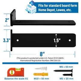 LEOPO 8 inch 6 Pack Floating Shelf Brackets, 1/5” Thick Heavy Duty Rustic Industrial Shelf Bracket, Floating Hidden Metal Bracket