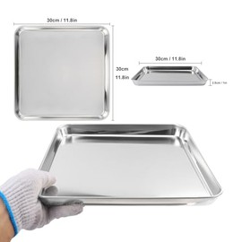 Paquete de 2 bandejas quirúrgicas cuadradas de acero inoxidable, bandeja quirúrgica de 12 x 12 pulgadas, bandejas médicas de acero inoxidable para org