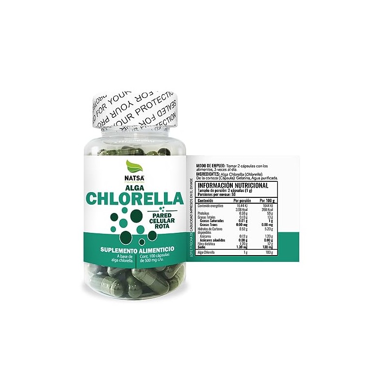 NATSA Chlorella 100 cápsulas, calidad Premium