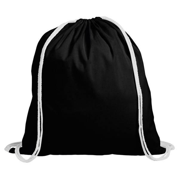 eBuyGB Pack of 5 Cotton Drawstring Rucksack (Black)