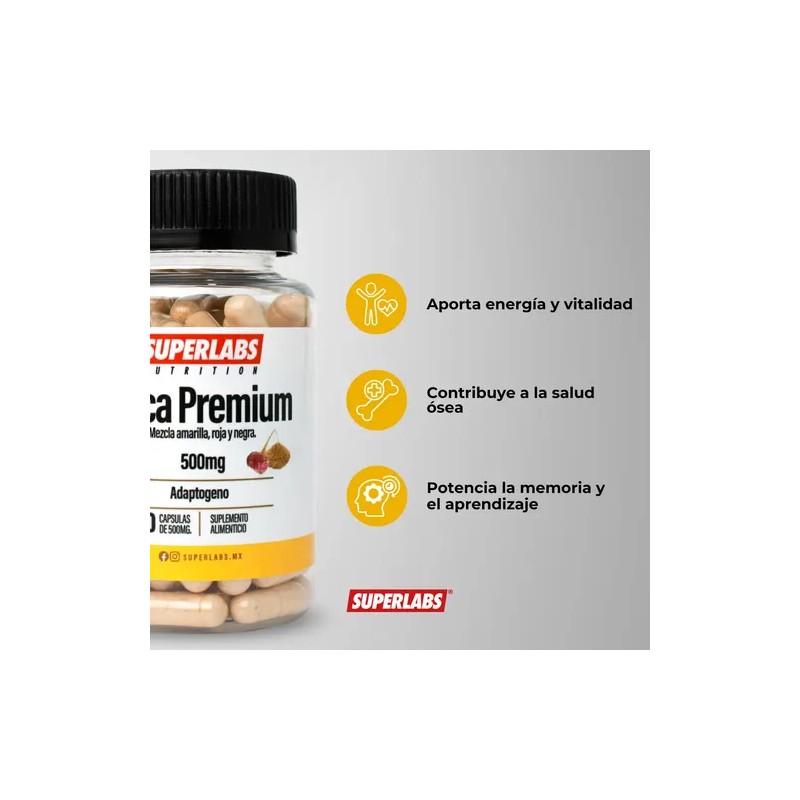Maca Peruana Premium Superlabs Nutrition 500mg 100 Cápsulas Vegano Sin