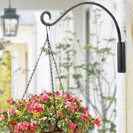 Lifyzoon Heavy Duty Plant Hanger Bracket (16"/Black) Outdoor Hand-Forged Hanging Plant Bracket Durable and Stable Bird Feeder Hanger