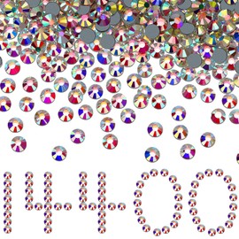 14400 Pcs Crystal Hotfix Rhinestone Large Quantity Glass Flatback Rhinestones Hot Fix Crystal Rhinestones Round Crystal Gems Glass Stones for Clothes Shoes DIY Crafts Supplies(Crystal AB,SS20)
