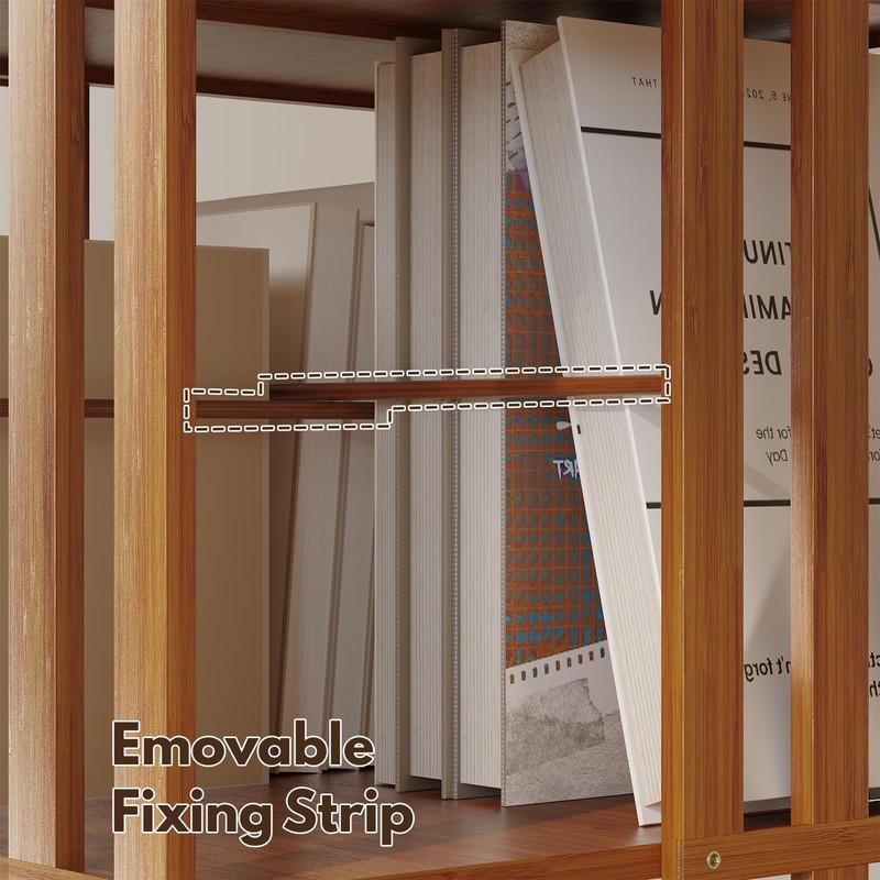 YOWOS Rotating Bookshelf Tower, 360 Display Spinning Bookcase, Bamboo Bookshelf
