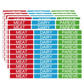 GSCWLD Kosher Kitchen Labels, 300 Pieces, Meat Dairy Pareve Stickers, Waterproof, Color Coded, Dishwasher Safe