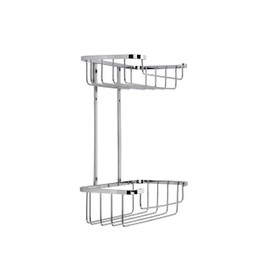 Croydex QM390541 Stainless Steel Two Tier Cosmetic Basket Shower Caddy, 10 Year Rust Free Guarantee, Silver