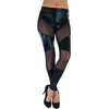 ToBeInStyle Women's Wet Look Leggings w/Angular Mesh Insets - Black