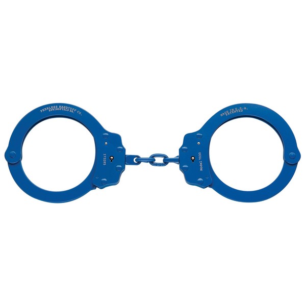 Peerless Handcuff Company, Oversize Chain Handcuff, Model 7030N, Oversize Chain Link Handcuff - Blue Finish