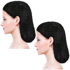 2 Pieces Mesh Hair Net Black Crochet Hair Net Rayon Head Bands Soft Rayon Knit Snood Crochet Hair Net Women Crocheted Sleep Cap Hair Accessories for Sleeping