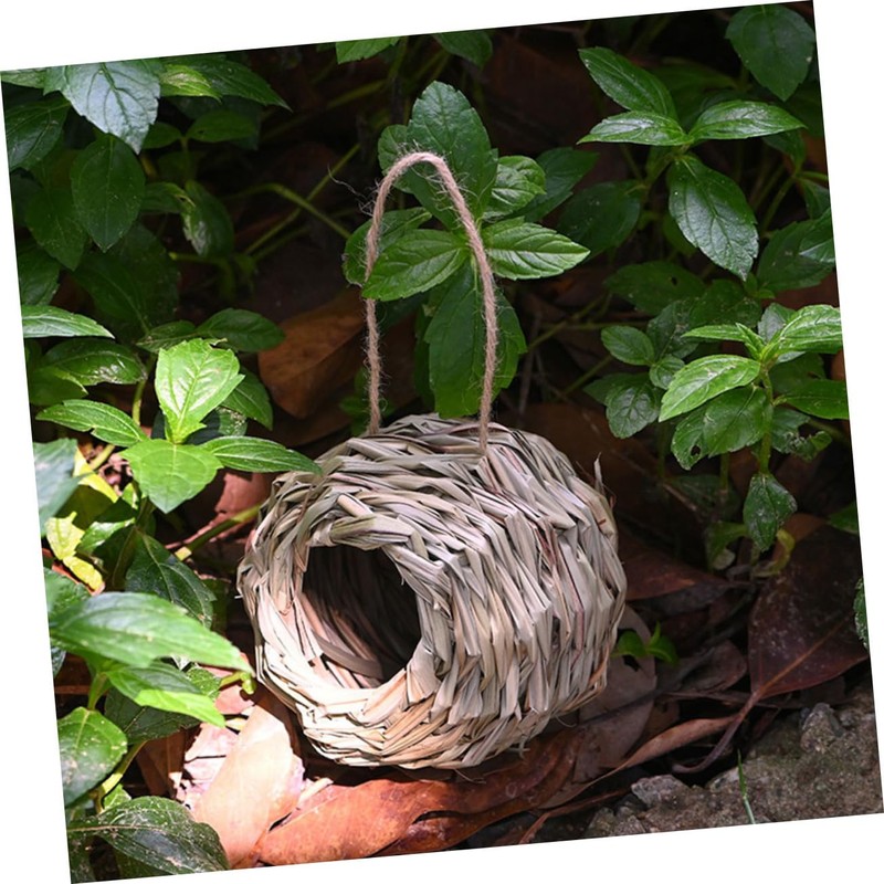 KONTONTY Weather Resistant Hummingbird Bird House Nest Natural Grass Bird