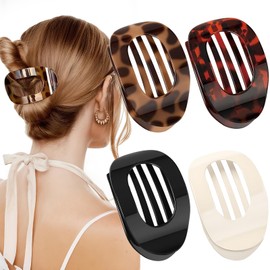 NOOMII Entenschnabel Haarspange | Elegante Flat Claw Clip, Benglatt Haarspange, Haarspangen Damen | Stilvolle Haarlösung für Jeden Anlass | Vielfarbiges Set mit Leopardenmuster (Schwarz, Weiß, Leopard