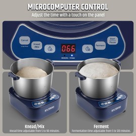 Razorri Electric Dough Maker, 5L 4.5QT Household Dough Mixer with Ferment Function Microcomputer Timing with Stuffing Blade Stainless Steel Bowl for Bread Pizza Noodle
