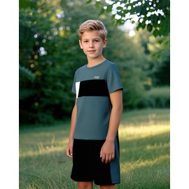 KIMI BEAR Boys Clothes Size 11-12 Youth Teen Boy Summer Outfits Shorts Sleeve Crewneck T Shirts Tee Tops Active Short Sets 12 Years Old Boys Clothes