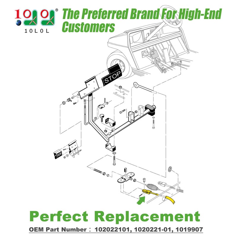 10L0L Golf Cart Brake Cable for Club Car DS 2000-up