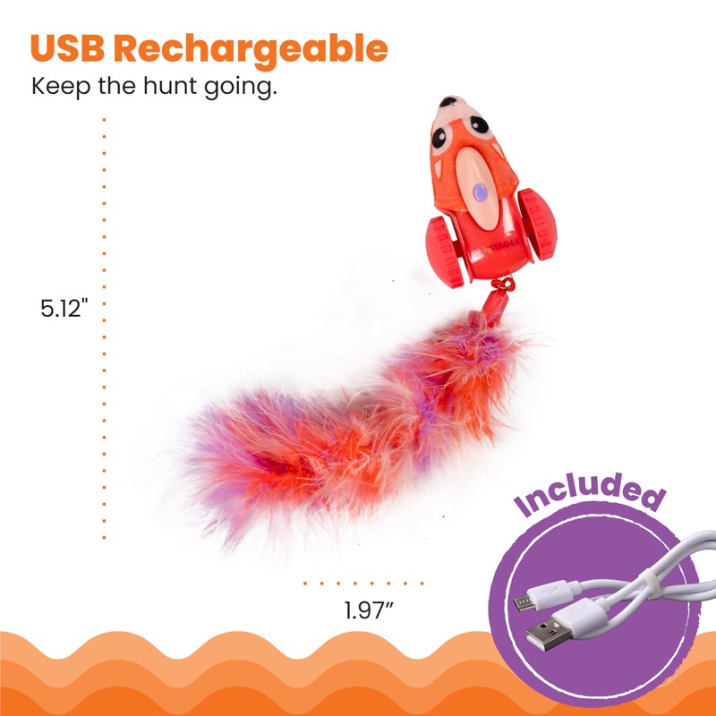 Catstages Racin' Squirrel Robot, Electronic Moving Cat Toy with Feathers,