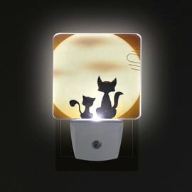 LORVIES Two Cats On The Roof Plug in LED Night Light Auto Sensor Dusk to Dawn Decorative Night for Bedroom, Bathroom, Kitchen, Hallway, Stairs,Hallway,Baby's Room, Energy Saving