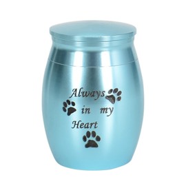 Zimoer Pet Urn Mini Urn Stainless Steel Small Keepsake Urn Blue Animal Urns for Dogs Cats Birds Rabbits Hamsters Portable Pet Urns Cremation Urn Memorials for Pets