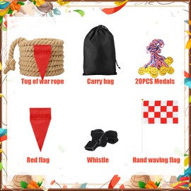 Syhood Tug of War Rope Sets Field Day Family Party Games for Adults Outdoor Carnival Birthday Party Camping Picnic Yard Backyard Lawn Team Building Summer Activities(Khaki, 40')