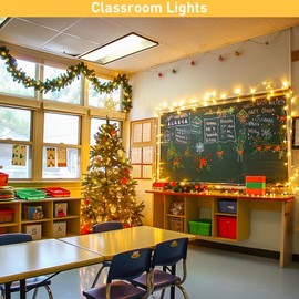 JMEXSUSS 2 Pack 100 LED String Lights for Classroom, 33ft Connectable Warm White Christmas Lights Outdoor Waterproof, 8 Modes Clear Wire Christmas String Lights Indoor for Bedroom House Tree Party