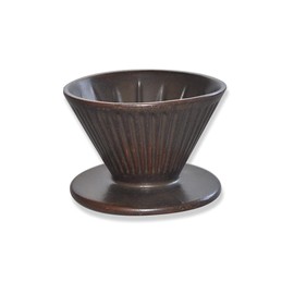 globe faith Pottery Pour Over Coffee Maker, Ceramic Cone Filter Hand Drip Coffee Dripper, Reusable Stoneware Pourover Coffee Brewer, Size 02 (Rustic Chocolate Brown)
