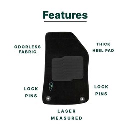 ecoMats Carpet Floor Mats for 2018-2024 2025 Jeep Wrangler JL Unlimited 4-Door Sahara Rubicon 4 Doors Models with Driver Anti-Slip Heel Pad and Safety Locks, Front and Rear, Black