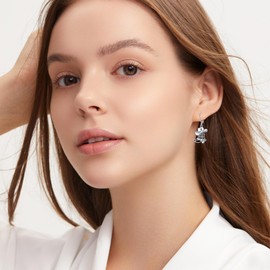 URONE Cowgirl Cowboy Earrings 925 Sterling Silver Cowboy Boot Hat Earrings with Black Onyx Country Western Earrings Jewelry for Women Men