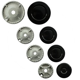 SPARES2GO (Non Universal) Oven Cooker Hob Gas Burner Crown & Flame Cap Kit for Bush (Small, 2 Medium & Large, 55mm - 100mm)