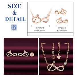 Yumilok Women's Necklace Earrings Jewellery Set 925 Sterling Silver with Infinity Symbol Infinity Anchor Pendant for Women Girls, Sterling Silver Sterling Silver Zirconia, Cubic Zirconia