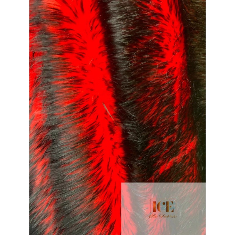 Unbranded Black Red_ 2 Tone Fake Faux Fur Shaggy Long
