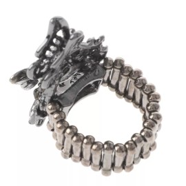 neXxtten Hermatite Tone Stretch Metal Ring With  Rhinestone R1253-HBD